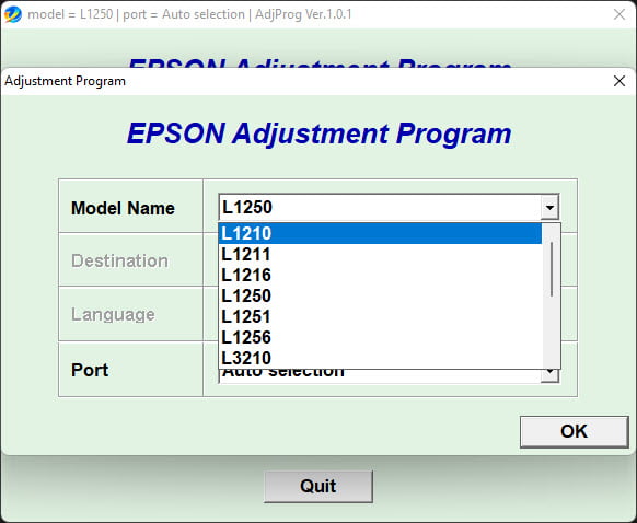 Epson Adjustment Program Resetter Epson L3210